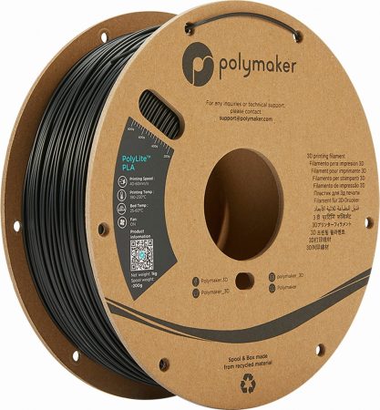 Polymaker PolyLite PLA Black nyomtatószál, fekete